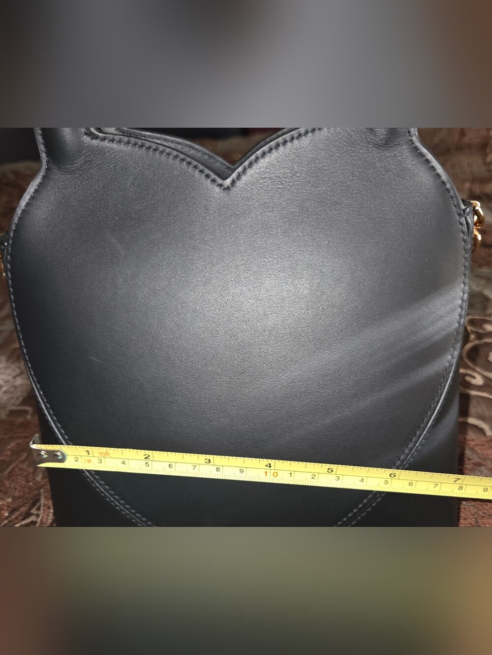 Tiffany & Co. Authentic Black Leather Heart Tote with Gold Chain Raised Letters - Picture 10 of 11